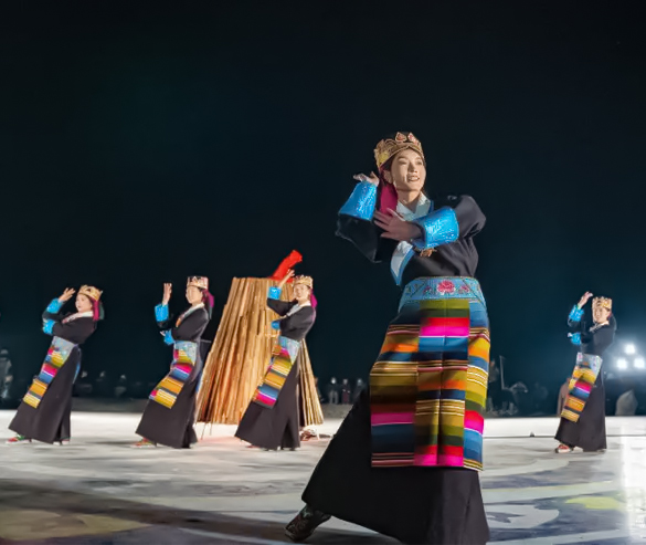 bonfire party at namtso lake