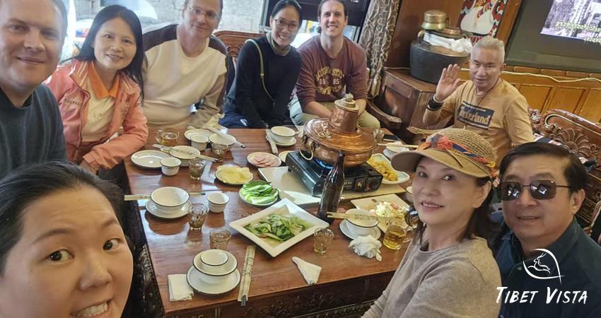 Enjoy the welcome dinner in Lhasa with our group members