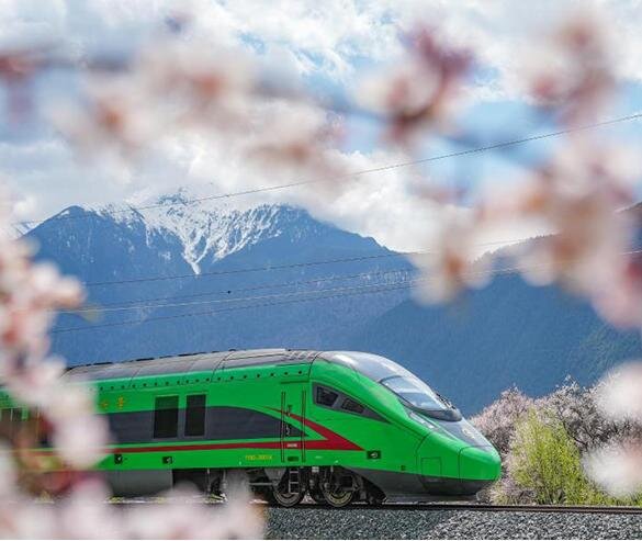 The Lhasa-Nyingchi Railway connects Lhasa in the west and Nyingchi in the east