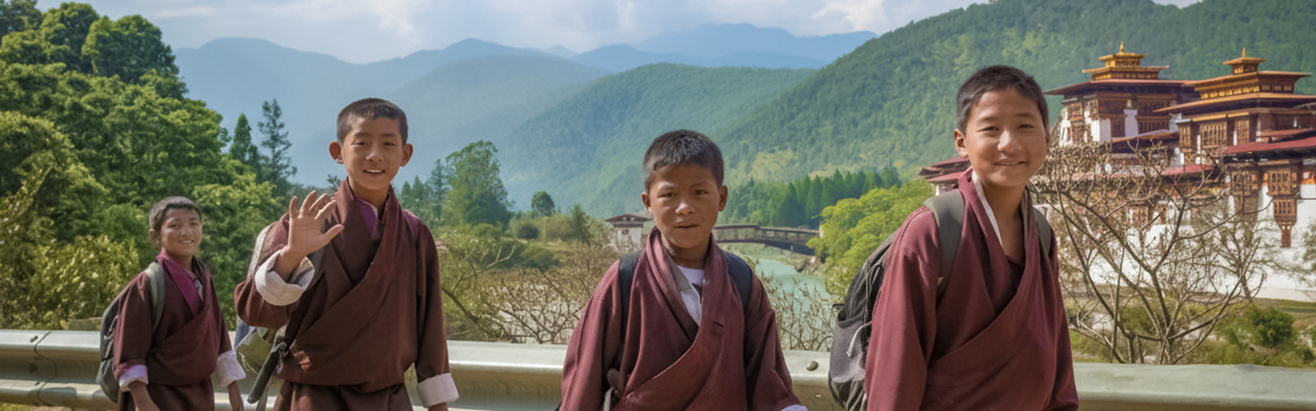 meet lovely bhutanese kids while visiting punakha dzong
