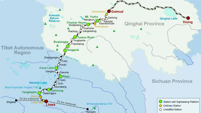 Qinghai-Tibet Railway Map