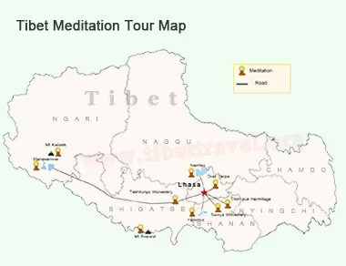 Tibet Meditation Tour Map