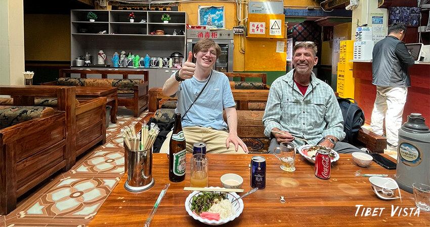 Dining in a small restaurant in Lhasa